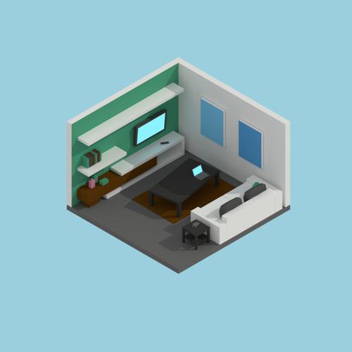 Isometric low poly room preview image